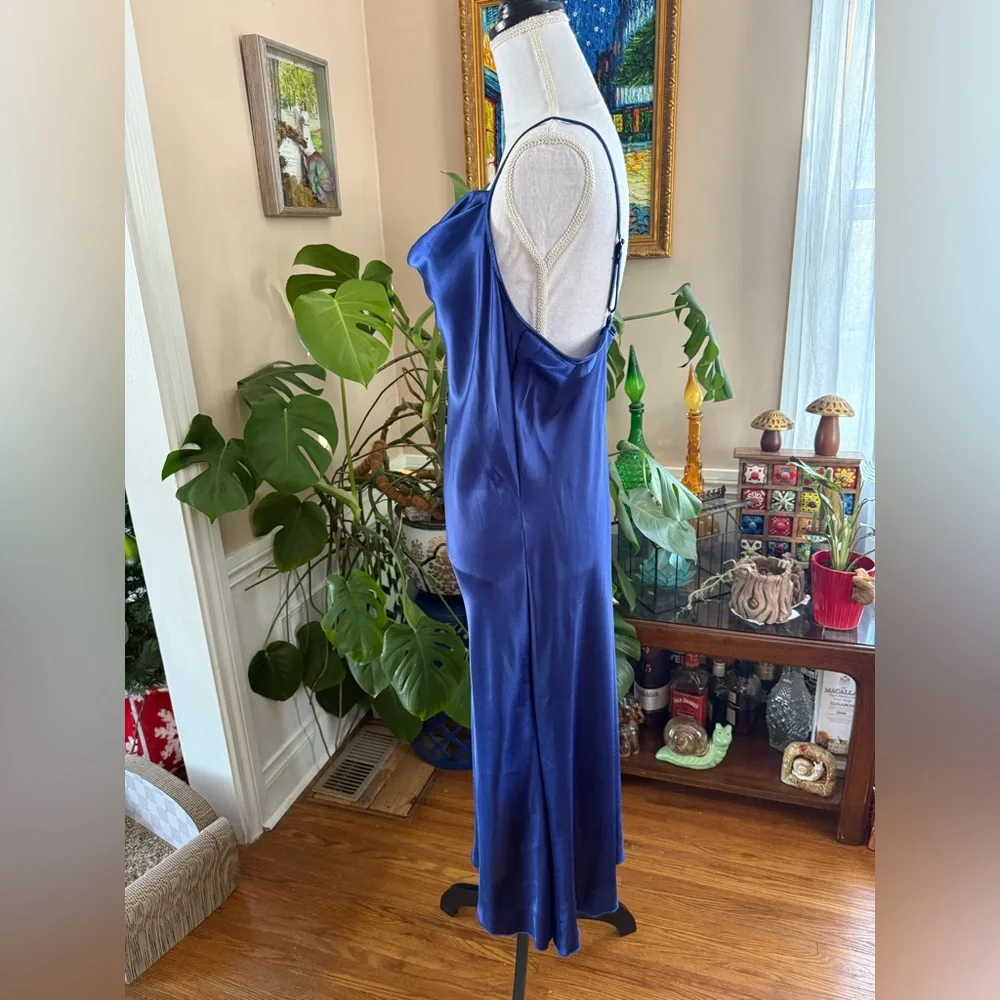 Vintage Bebe Royal Blue Satin Slip Dress - Picture 3 of 6